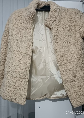 Kadın Bej Sıcak Tutucu Polar Mont - Görsel 2