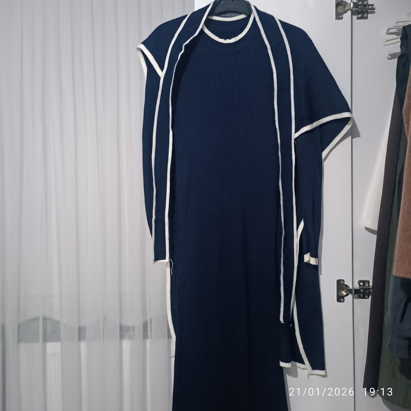 belden bağlamalı triko elbise - Görsel 3