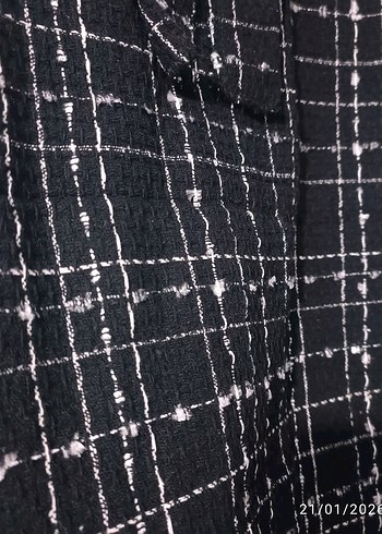 Kadın Siyah Kareli Uzun Kumaş Tulum - Görsel 2