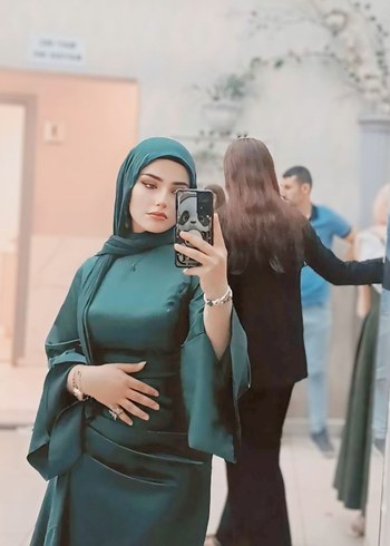 Yeşil Uzun Drapeli Kadın Elbise - Görsel 3