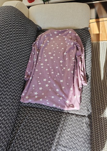 Yıldız Desenli Mor Midi Kadın Sabahlık - Görsel 2