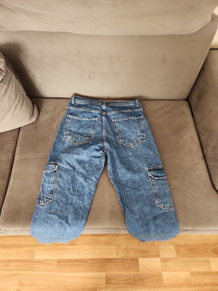 Erkek Gri Bol Kesim Kot Pantolon - Görsel 2