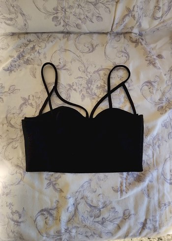 Siyah Süet Strappy Gotik Büstiyer - Görsel 2