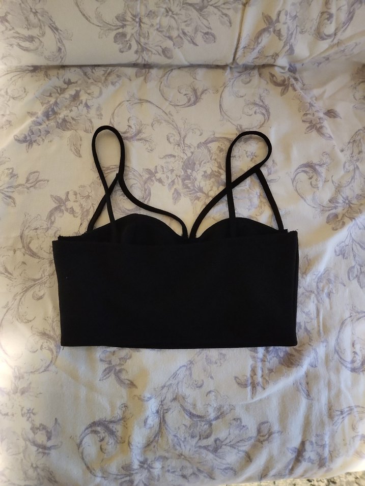 Siyah Süet Strappy Gotik Büstiyer - Görsel 2