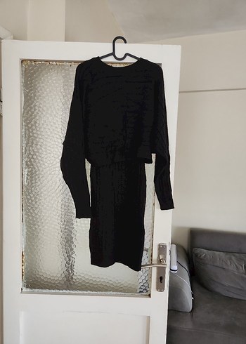 Kadın Siyah Uzun Kollu Triko Elbise - Görsel 2