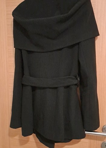 Çift Düğmeli Siyah Kaban - Görsel 4