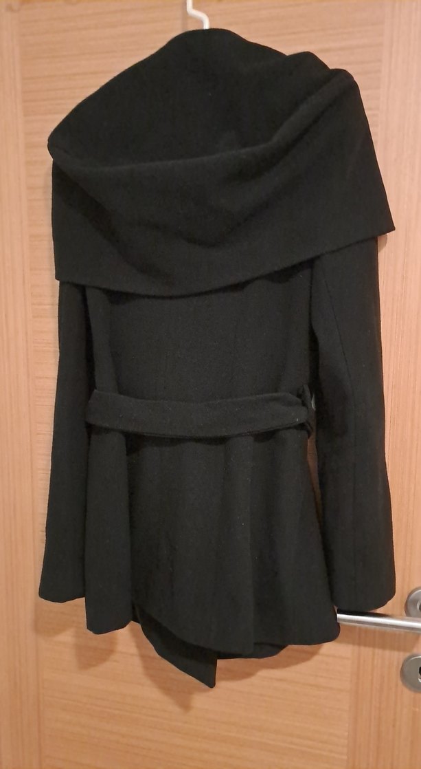 Çift Düğmeli Siyah Kaban - Görsel 4