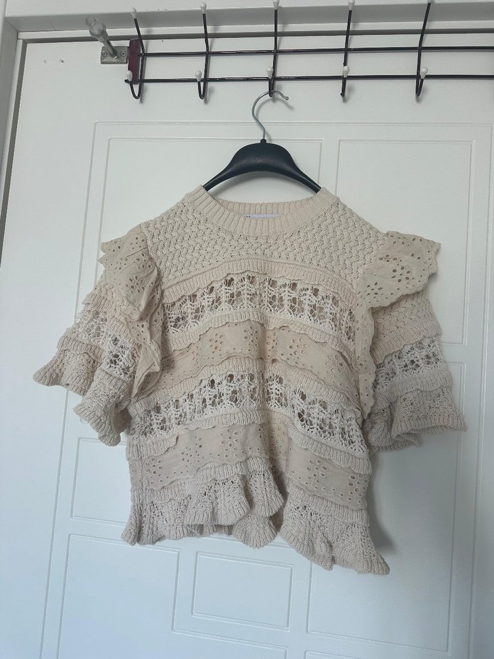 Zara dantelli Bohem Desenli Kadın Triko Kazak - Görsel 3