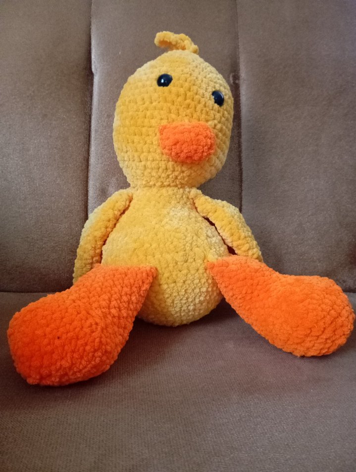 Sarı ve Turuncu Peluş Oyuncak Ördek - Görsel 4