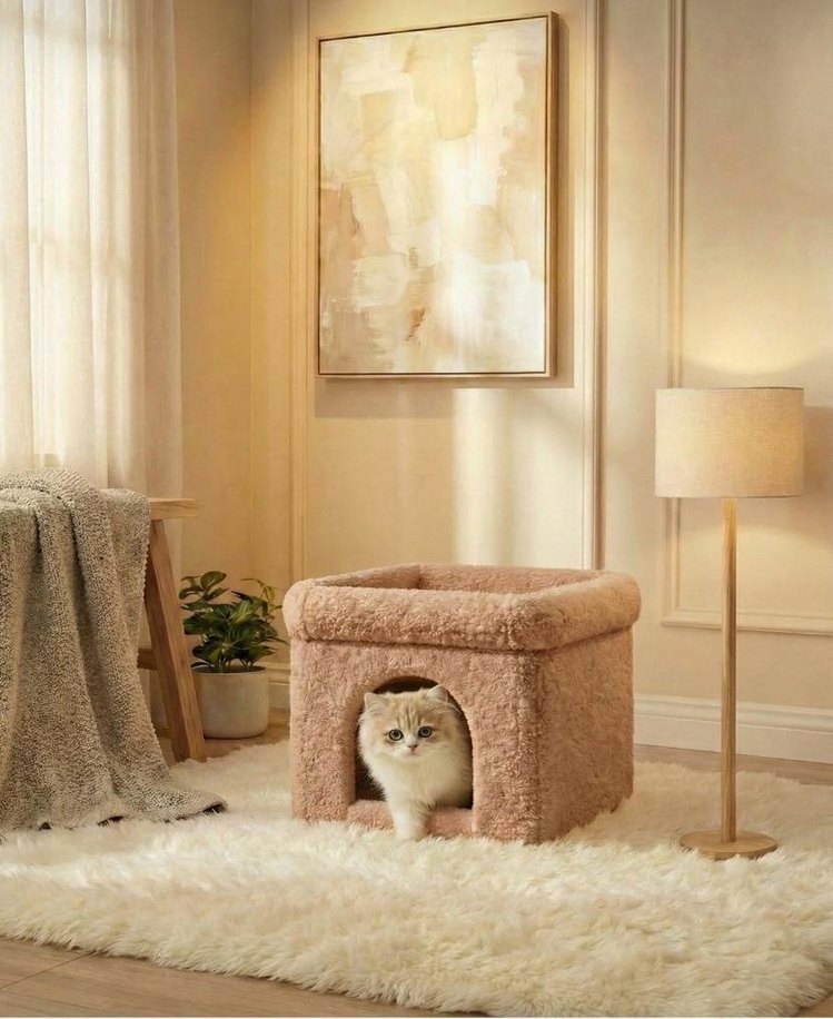 Kahverengi Yumuşak Kedi Evi - Görsel 2