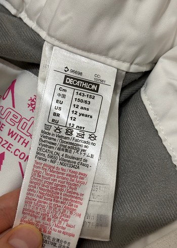 Kız çocuk Beyaz Kayak Pantolonu, Fermuarlı, Bol Kesim - Görsel 3