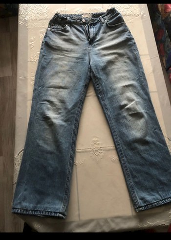Kadın Mavi Bol Kesim Denim Midi Jean - Görsel 2