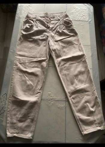 Bej Rahat Kesim Keten Kadın Pantolon - Görsel 2