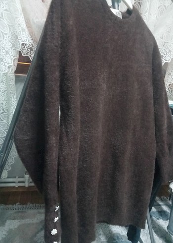 Düğmeli Kahverengi Uzun Kollu Kadın Kazak - Görsel 5