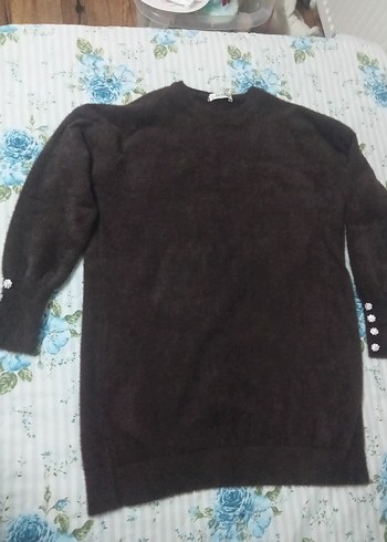 Düğmeli Kahverengi Uzun Kollu Kadın Kazak - Görsel 4