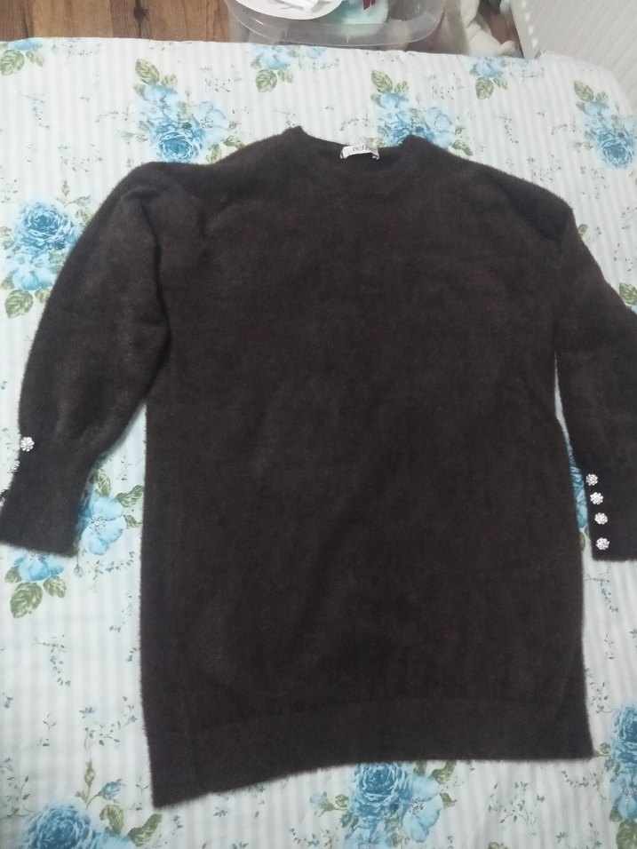 Düğmeli Kahverengi Uzun Kollu Kadın Kazak - Görsel 4