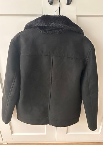 Siyah Süet Kürk Detaylı Biker Ceket - Görsel 3