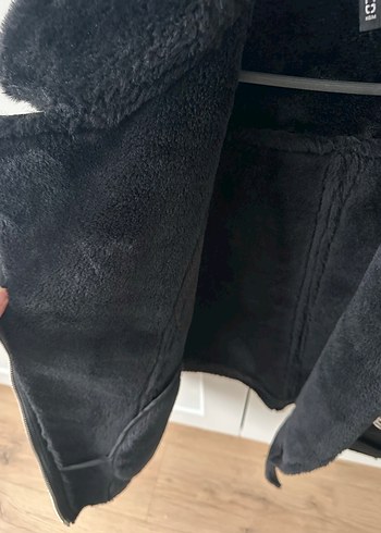 Siyah Süet Kürk Detaylı Biker Ceket - Görsel 4