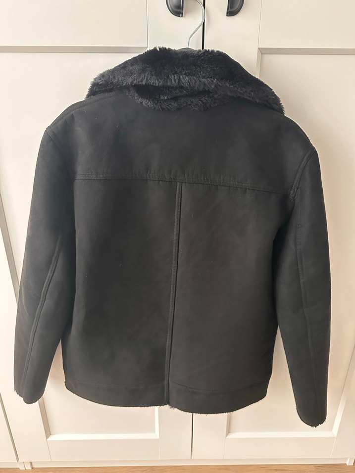 Siyah Süet Kürk Detaylı Biker Ceket - Görsel 3