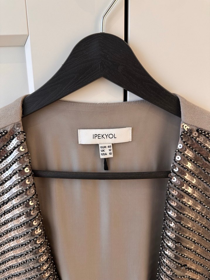 Gri Midi Drapeli Kadın Yelek - Görsel 2