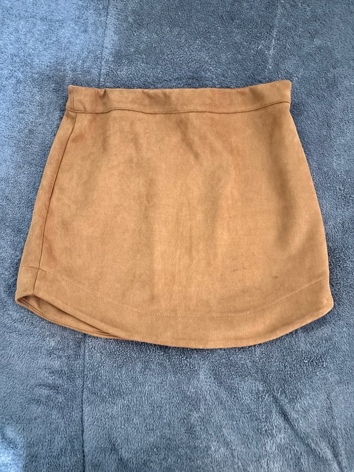 Kürk Detaylı Bej Süet Mini Etek - Görsel 2