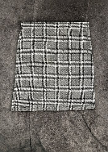 Gri Ekose Midi Kadın Etek - Görsel 2