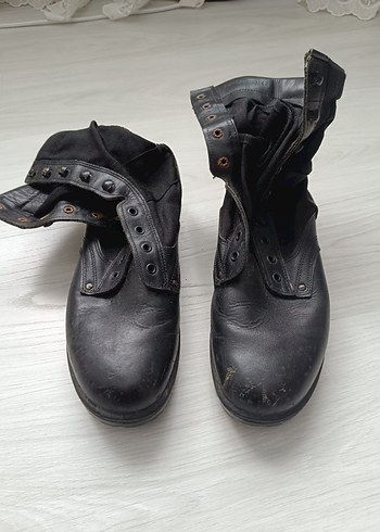 Siyah Deri Erkek askeri yazlik Bot bağcıkları var - Görsel 2