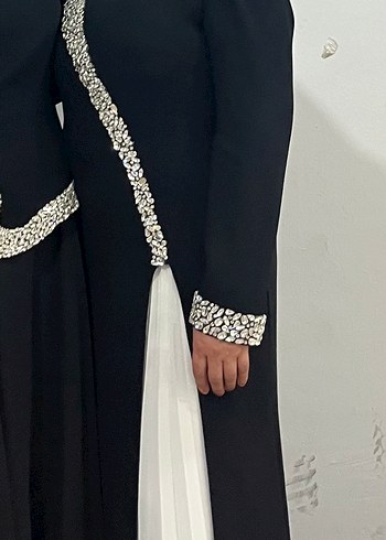 Drapeli Siyah Uzun Abiye Elbise - Görsel 4