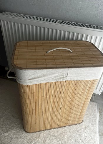 Bölmeli Bej Çamaşır Sepeti - Görsel 3