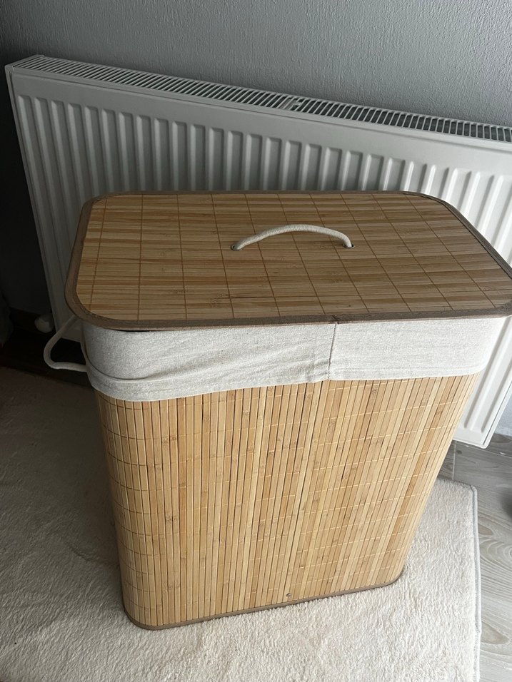 Bölmeli Bej Çamaşır Sepeti - Görsel 3