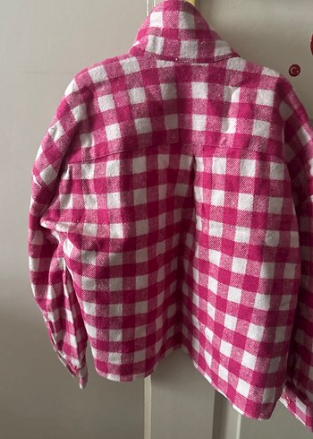 Pembe Ekose Desenli Kız çocuk Kışlık Gömlek - Görsel 4