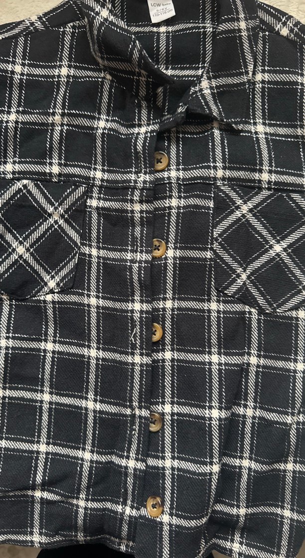 Kız Çocuk Simli Ekose gömlek - Görsel 3