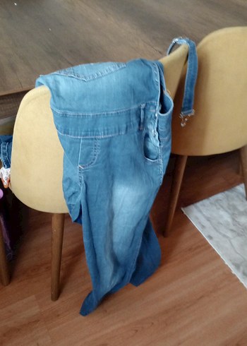 Kadın Mavi Kot Tulum, Rahat Kalıp, Askılı - Görsel 5