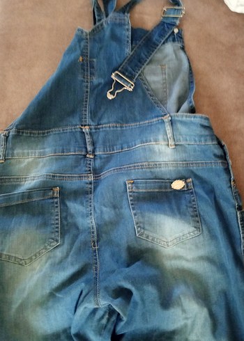 Kadın Mavi Kot Tulum, Rahat Kalıp, Askılı - Görsel 3