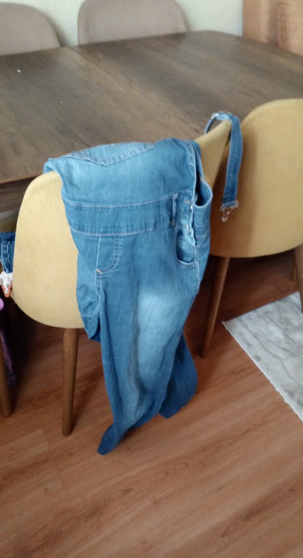 Kadın Mavi Kot Tulum, Rahat Kalıp, Askılı - Görsel 5