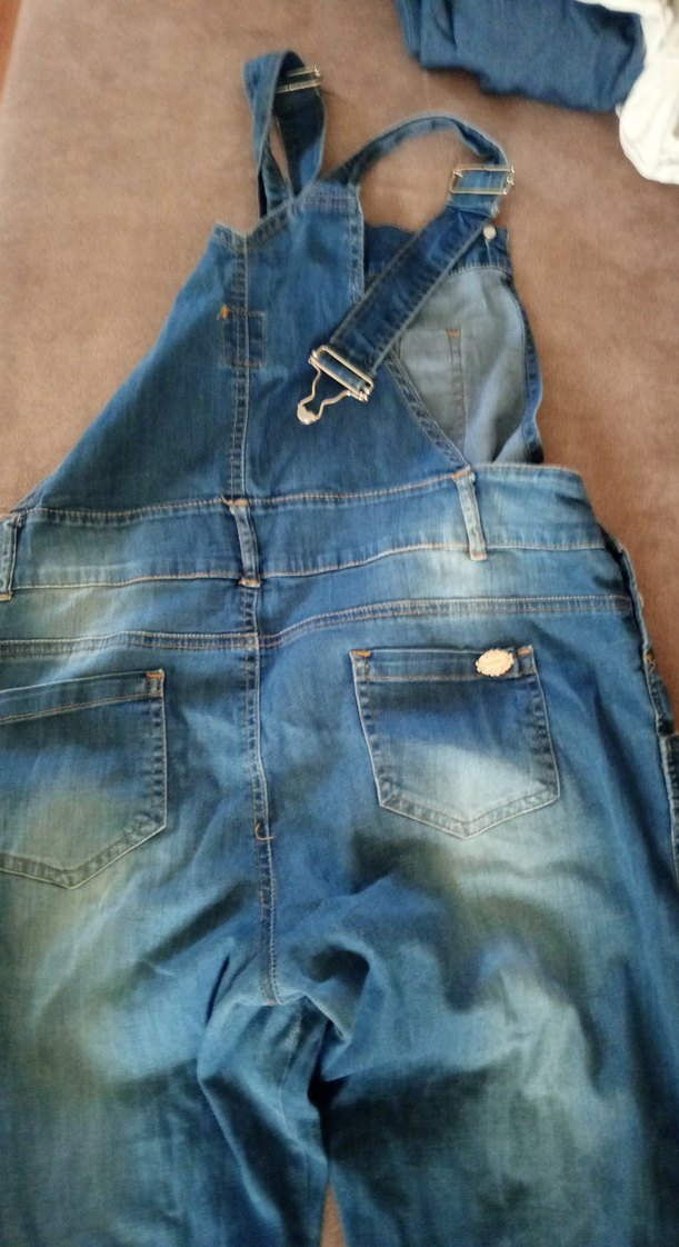 Kadın Mavi Kot Tulum, Rahat Kalıp, Askılı - Görsel 3