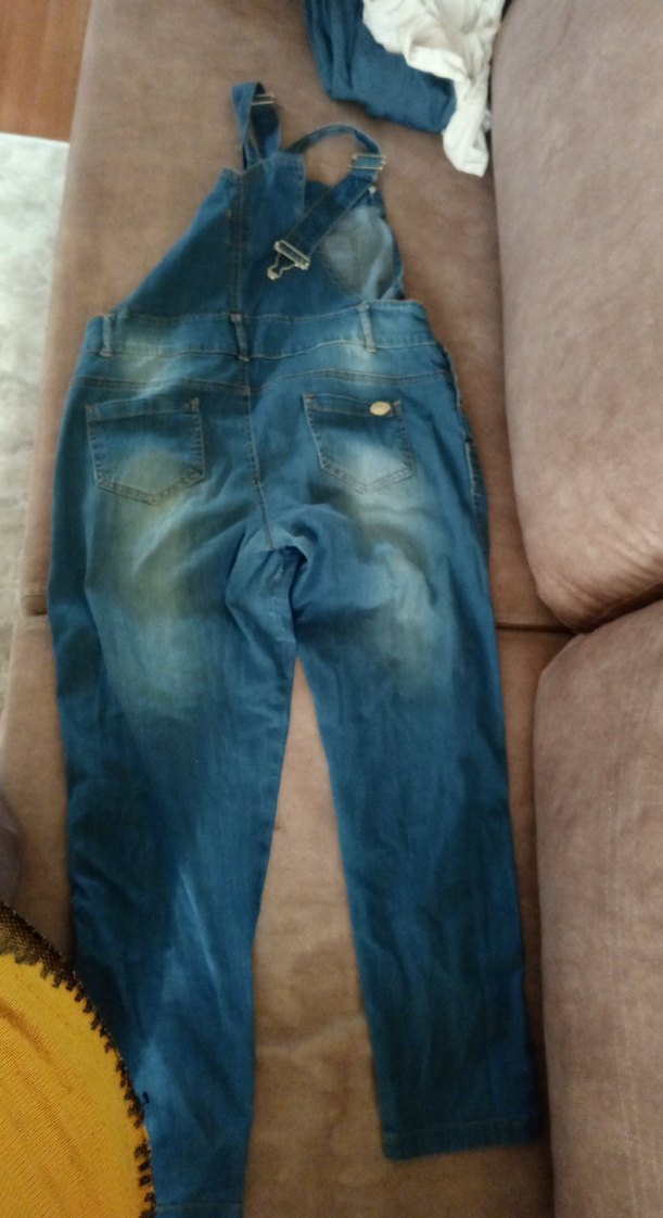 Kadın Mavi Kot Tulum, Rahat Kalıp, Askılı - Görsel 2