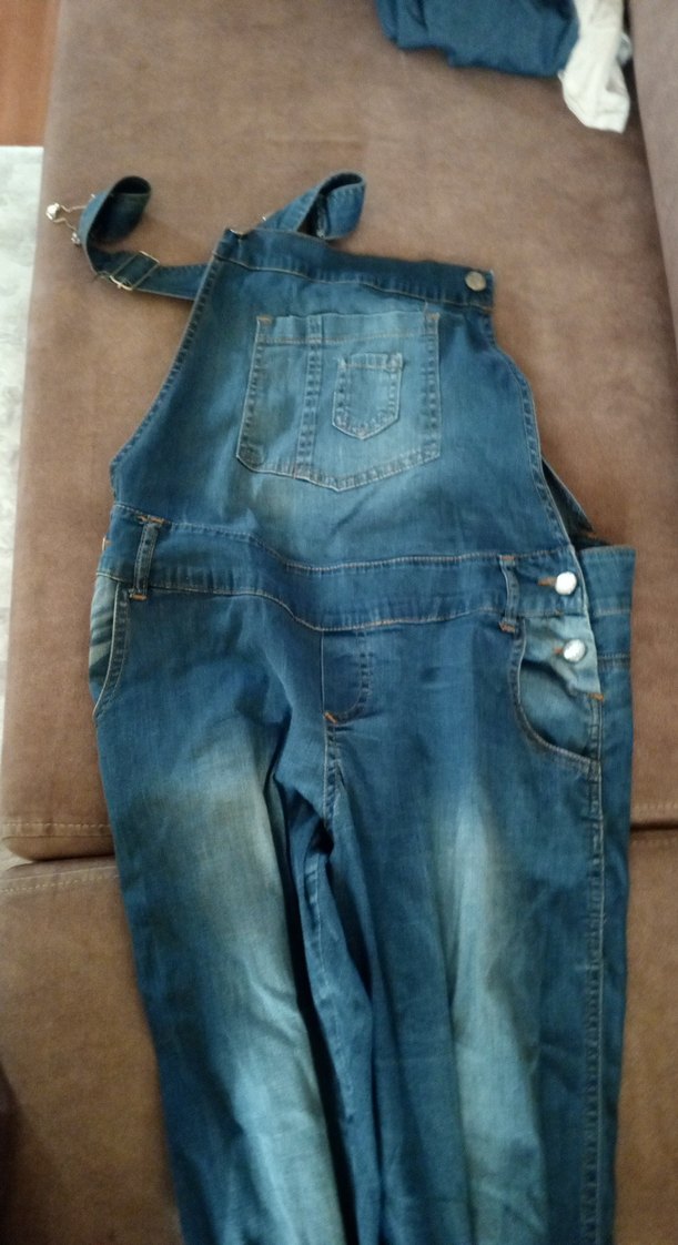 Kadın Mavi Kot Tulum, Rahat Kalıp, Askılı - Görsel 4