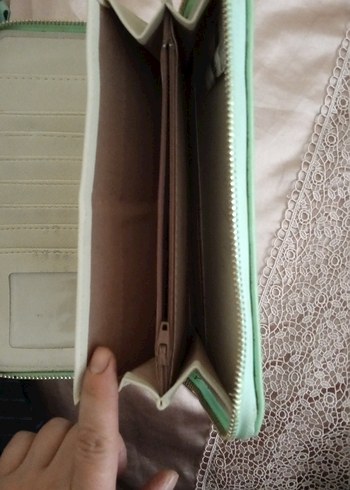 Yeşil Deri Fermuarlı Kadın Portföy Cüzdan - Görsel 4