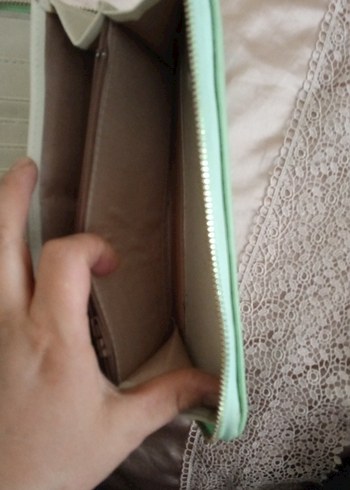 Yeşil Deri Fermuarlı Kadın Portföy Cüzdan - Görsel 5