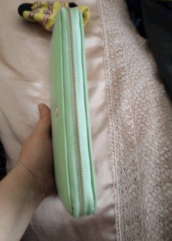 Yeşil Deri Fermuarlı Kadın Portföy Cüzdan - Görsel 2