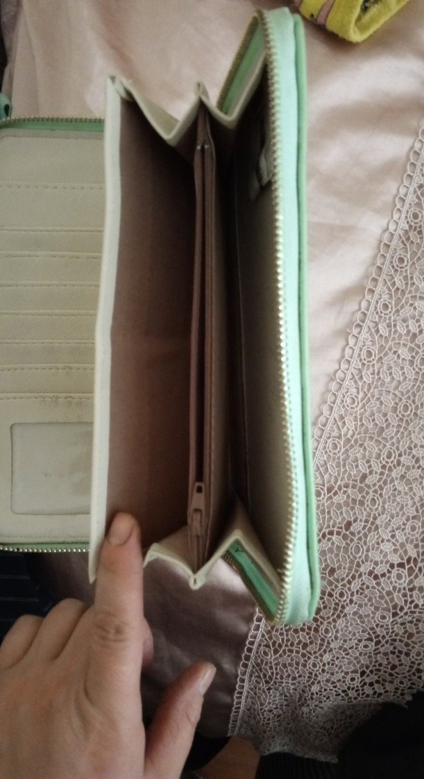 Yeşil Deri Fermuarlı Kadın Portföy Cüzdan - Görsel 4