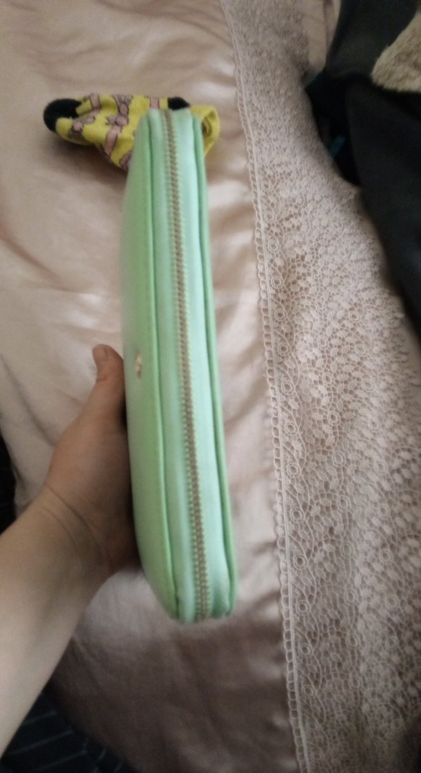 Yeşil Deri Fermuarlı Kadın Portföy Cüzdan - Görsel 2