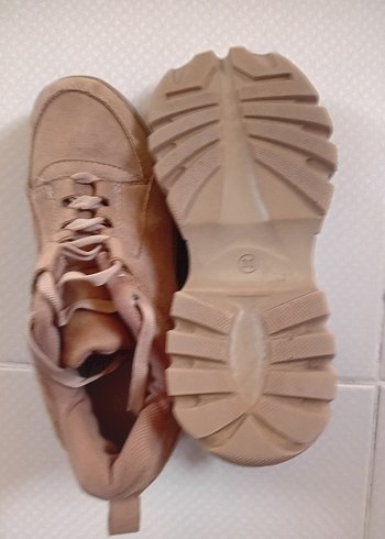 Kadın Kahverengi Süet Platform Spor Ayakkabı - Görsel 4