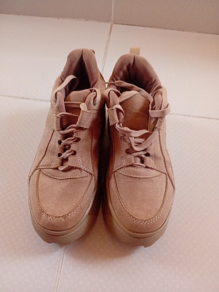 Kadın Kahverengi Süet Platform Spor Ayakkabı - Görsel 2