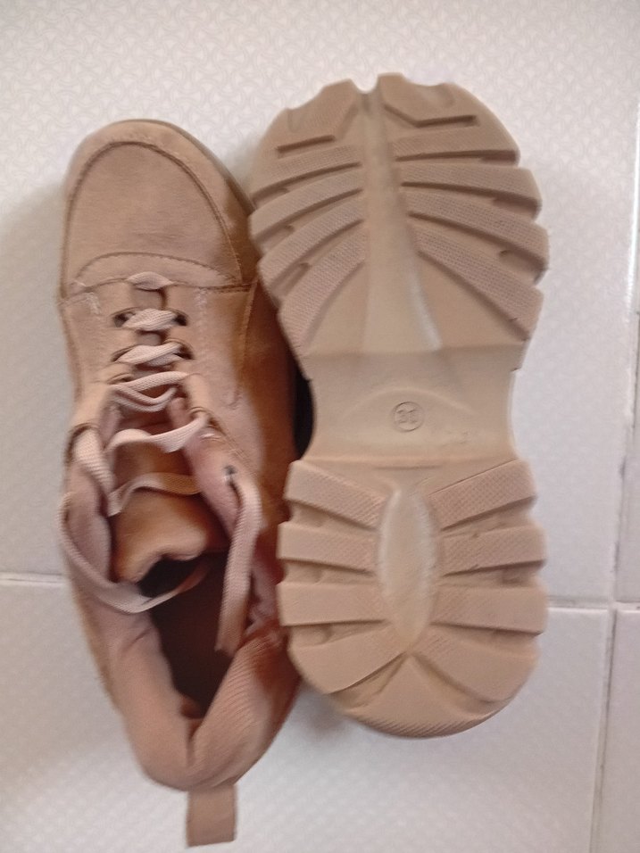 Kadın Kahverengi Süet Platform Spor Ayakkabı - Görsel 4