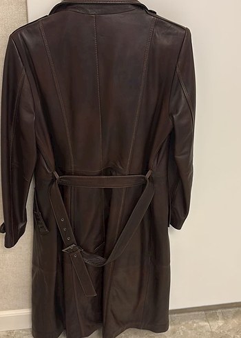 Deri Düğmeli Kahverengi Kadın Ceket - Görsel 4