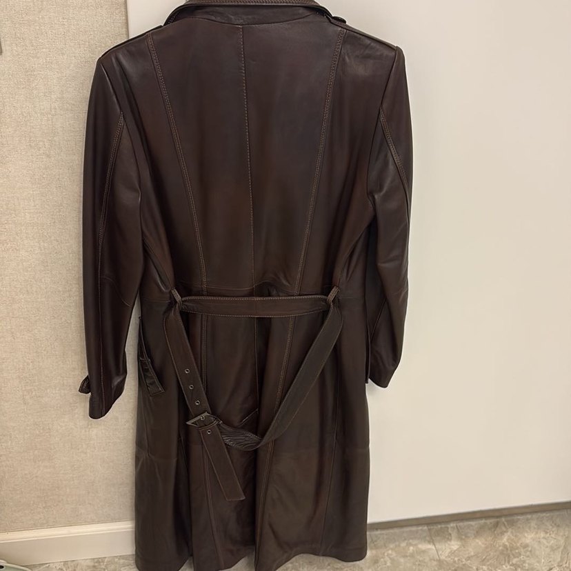 Deri Düğmeli Kahverengi Kadın Ceket - Görsel 4