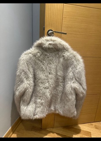 Gri Kadın Suni Kürk Kaban - Görsel 2