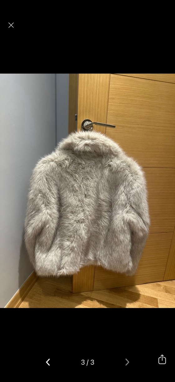 Gri Kadın Suni Kürk Kaban - Görsel 2